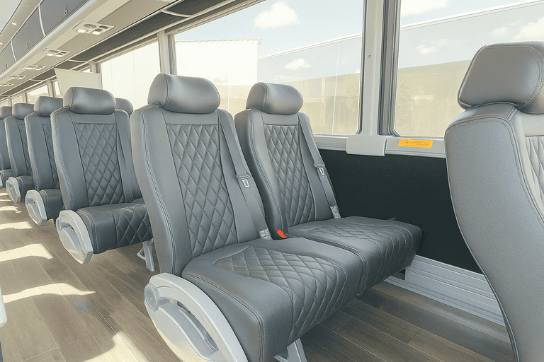 interior of Bus Rental Company Bakersfield charter bus